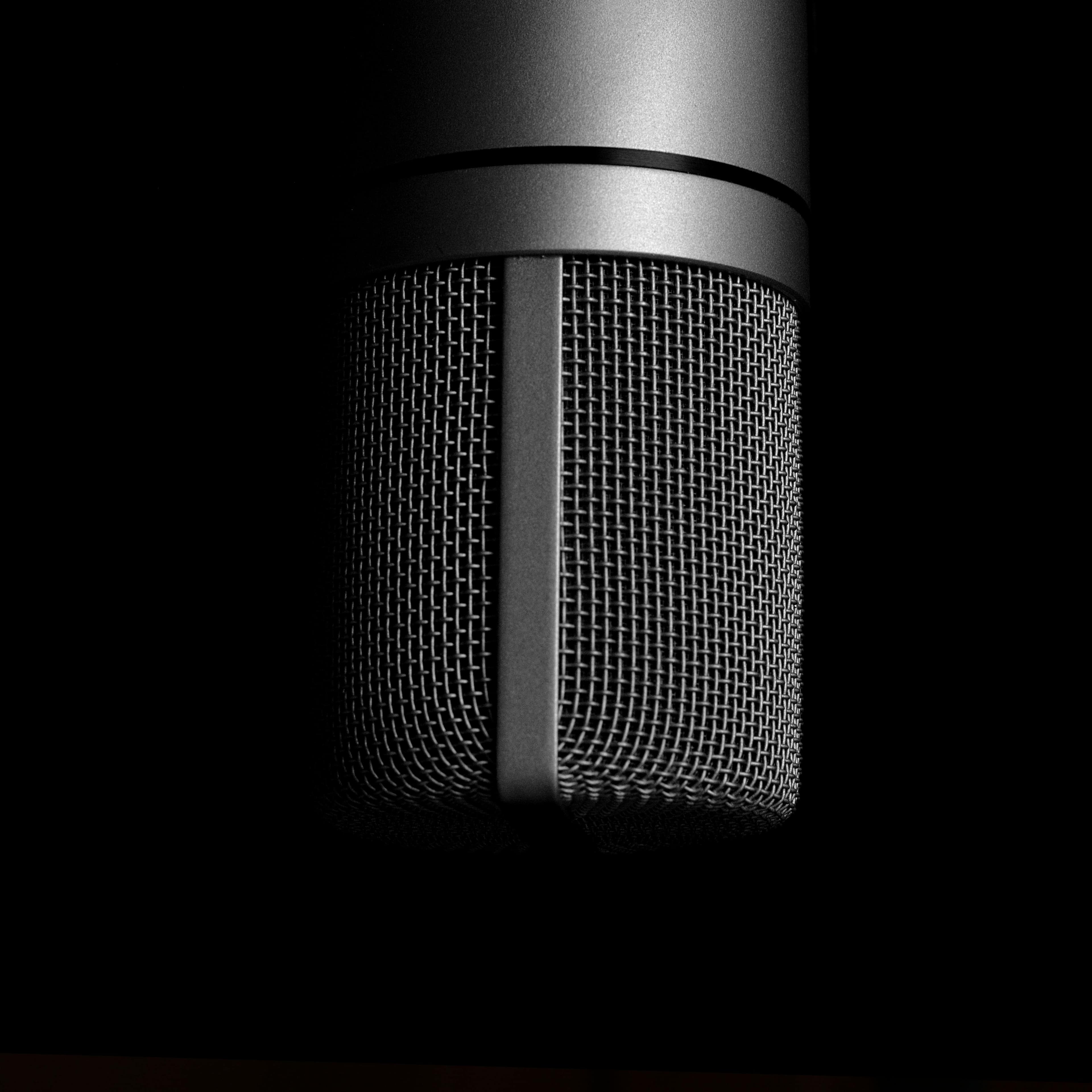 Photographie En Gros Plan De Microphone à Condensateur Gris
